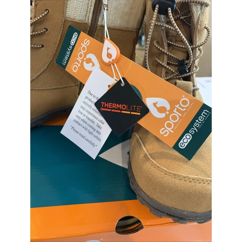 Sporto® Boho Ankle Boot Womens Suede Zip/Lace-Up Camel 8 1/2M‎ Water Resistant